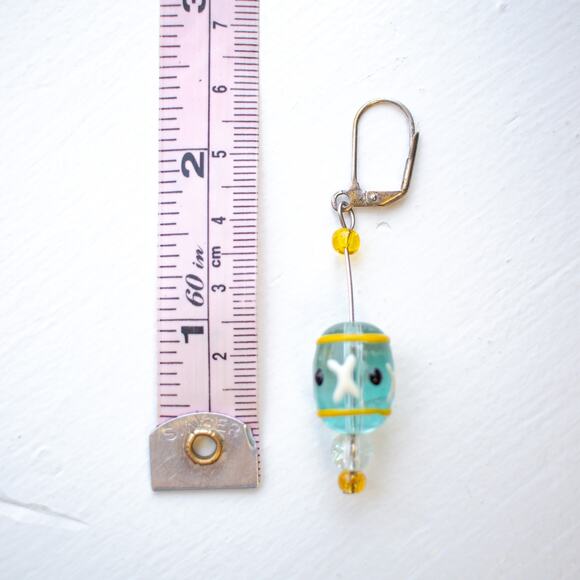 Vintage Glass Hand Painted Earrings - Picture 4 of 4